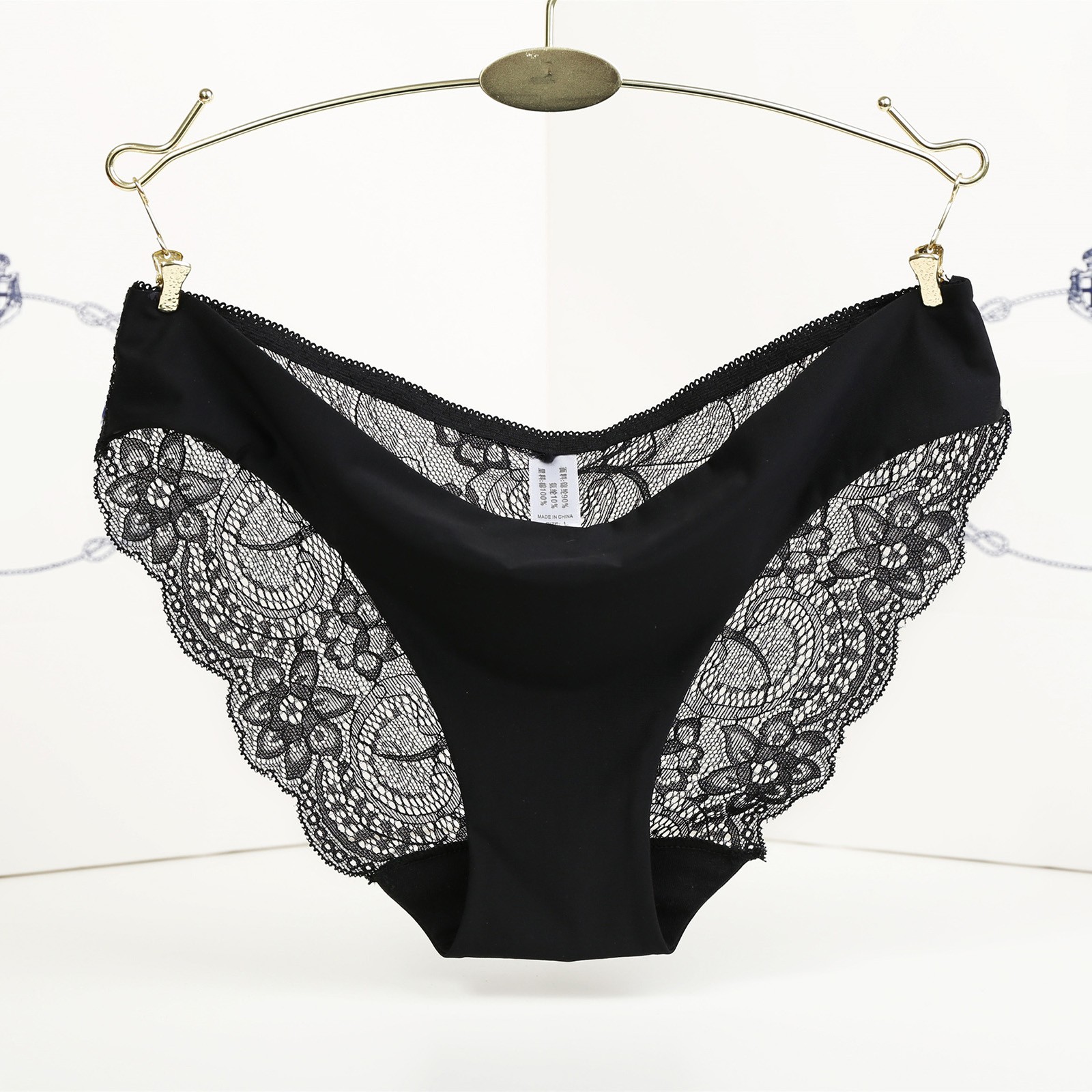 thumbnail image 2 of Tanga de malla de cintura alta para mujer - Ropa interior de encaje ajustable - Lencería sexy y cómoda (S-XXL, 90 % nailon), 2 of 6